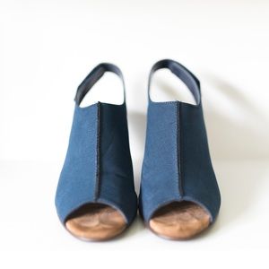 Aerosole Navy Soft Leather Wedges